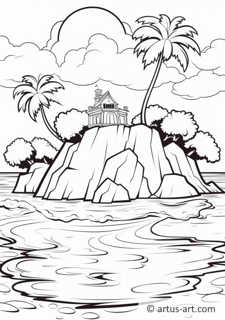Página para colorear del paraíso de la isla